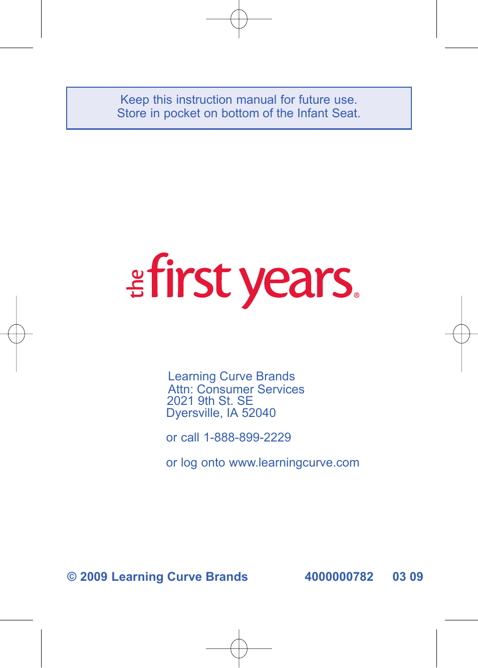 4000000782_i450 instructions__pg39_en.pdf | The First Years VIA 1450 User Manual | Page 40 / 40