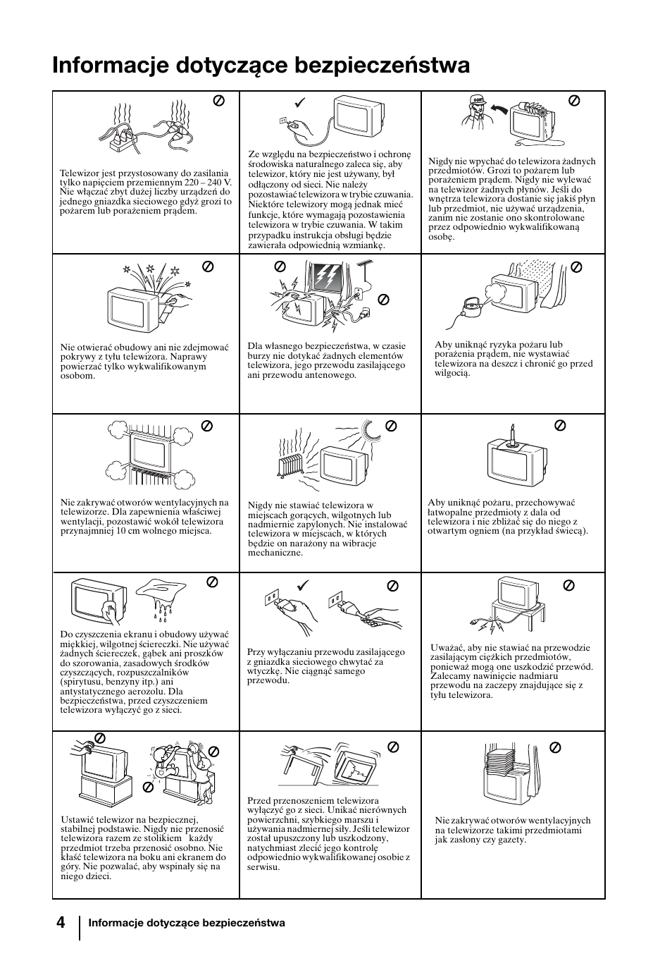 Informacje dotyczące bezpieczeństwa | Sony KV-29FQ85K User Manual | Page 111 / 164