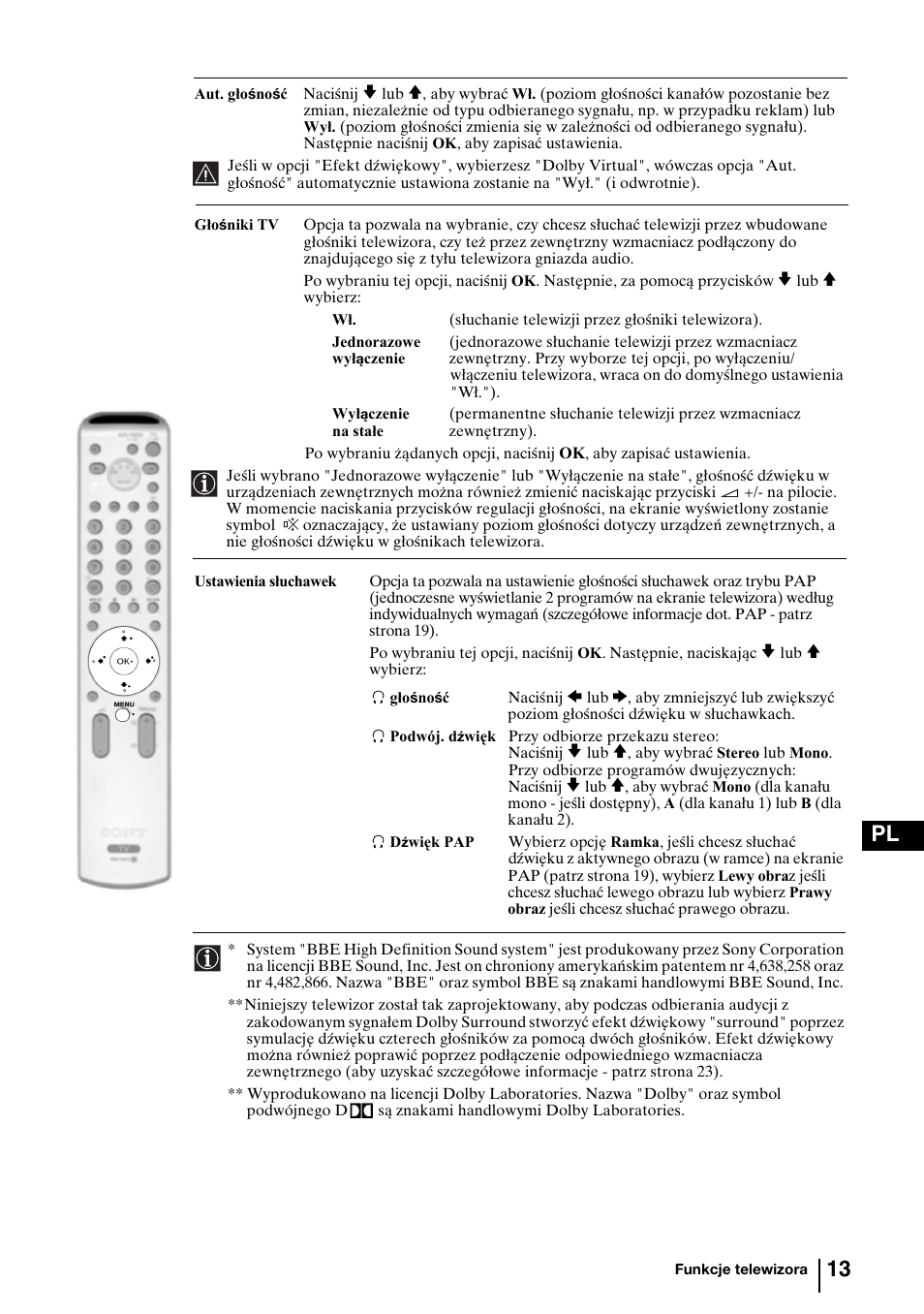 13 pl | Sony KV-29FQ85K User Manual | Page 120 / 164