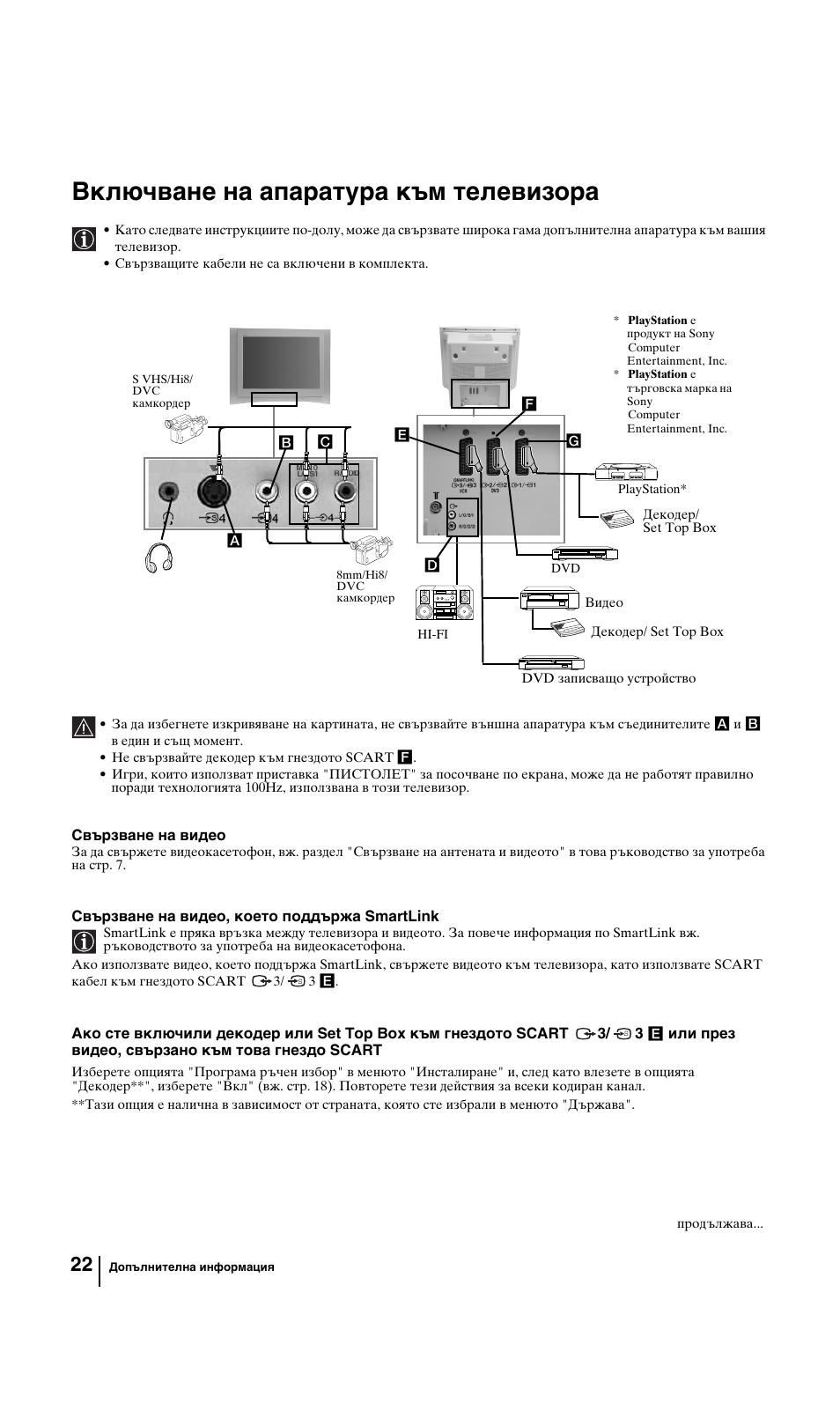 Включване на апаратура към телевизора | Sony KV-29FQ85K User Manual | Page 48 / 164