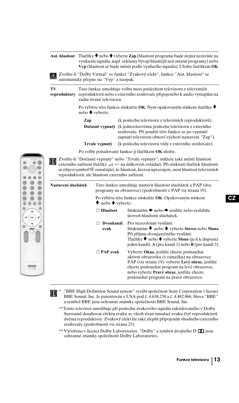 13 cz | Sony KV-29FQ85K User Manual | Page 66 / 164