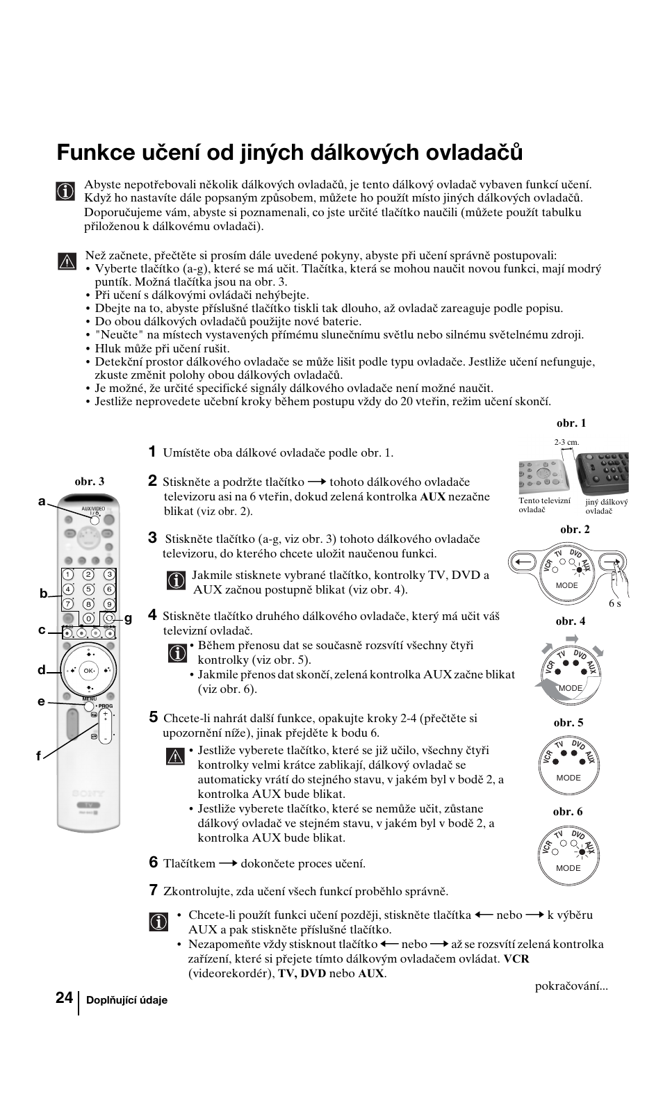 Funkce učení od jiných dálkových ovladačů | Sony KV-29FQ85K User Manual | Page 77 / 164