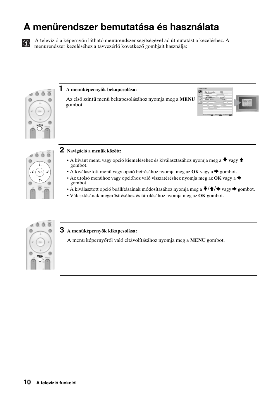 A menürendszer bemutatása és használata, V/v/b | Sony KV-29FQ85K User Manual | Page 90 / 164
