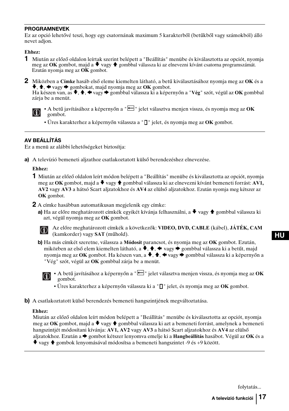 17 hu | Sony KV-29FQ85K User Manual | Page 97 / 164