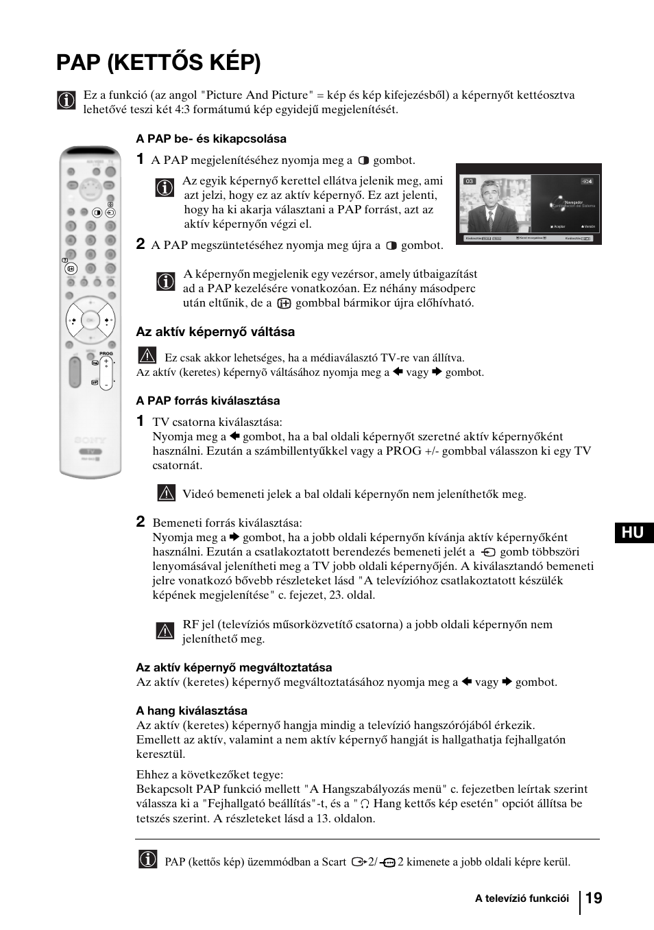 Pap (kettős kép), 19 hu | Sony KV-29FQ85K User Manual | Page 99 / 164