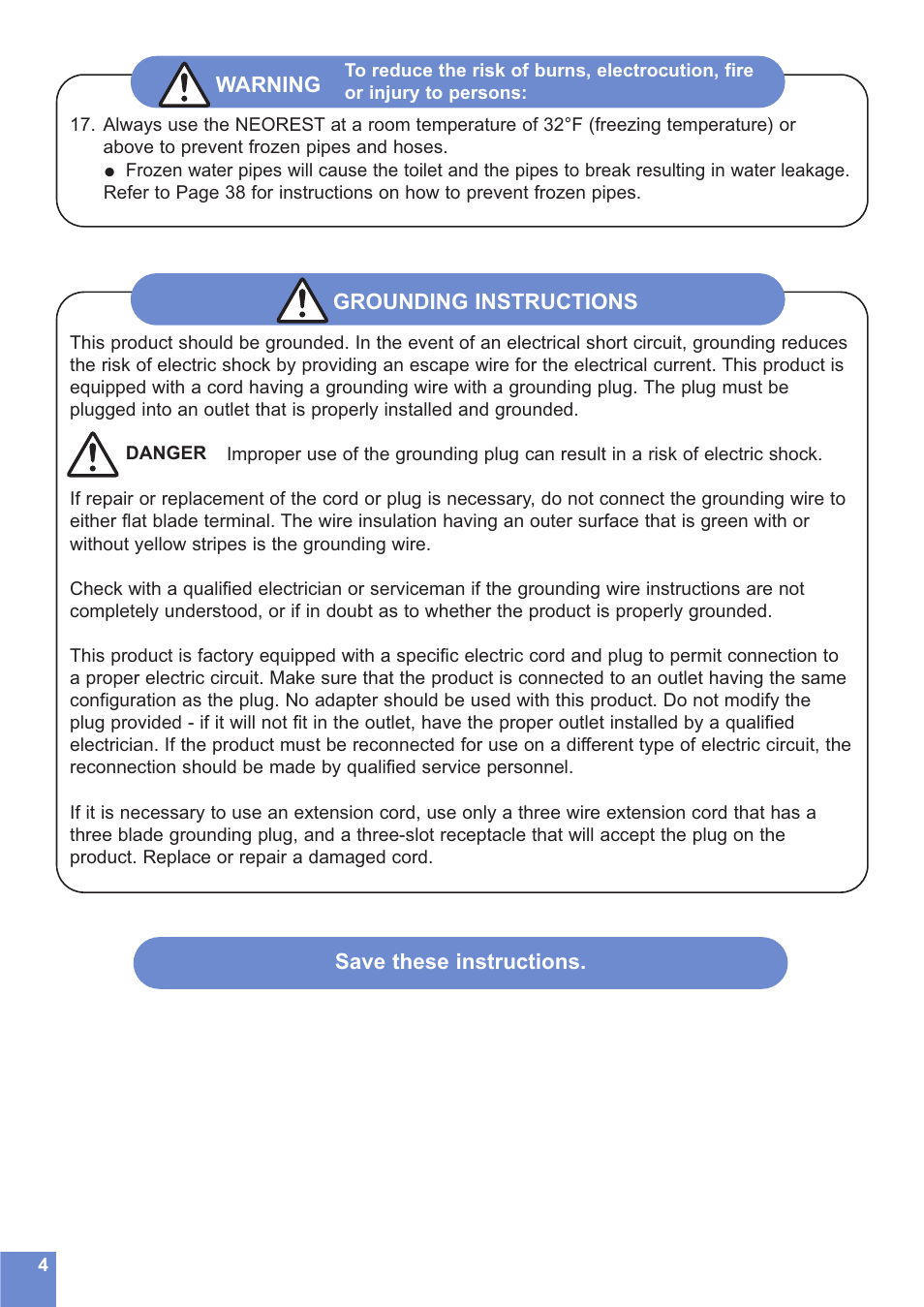 Toto NEOREST MS990CG User Manual | Page 4 / 48