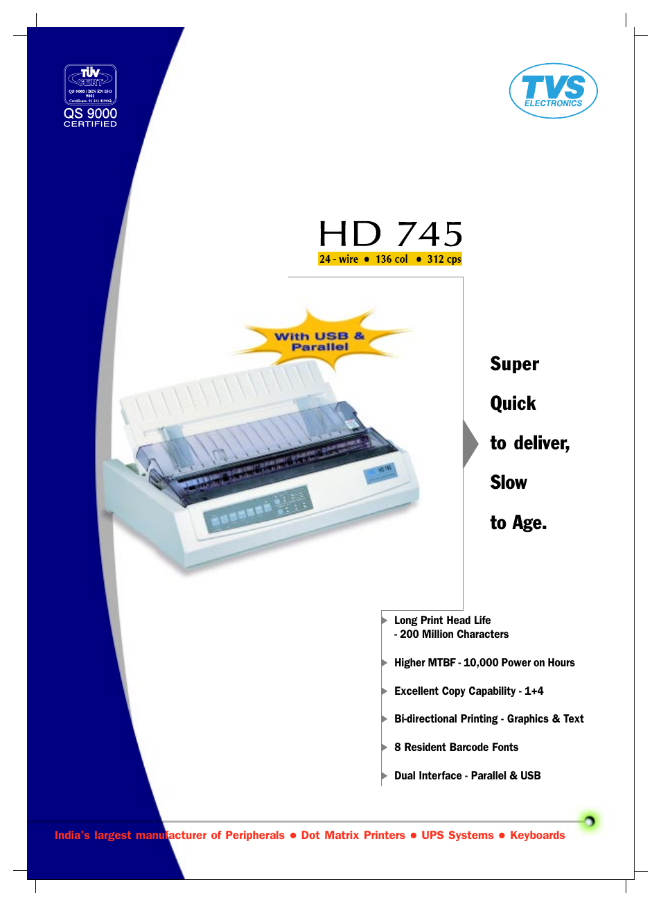 TVS electronic HD 745 User Manual | 2 pages