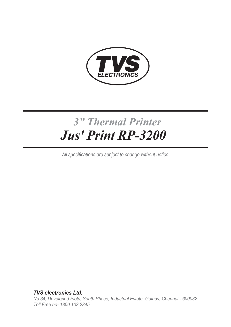 TVS electronic RP-3200 User Manual | 28 pages