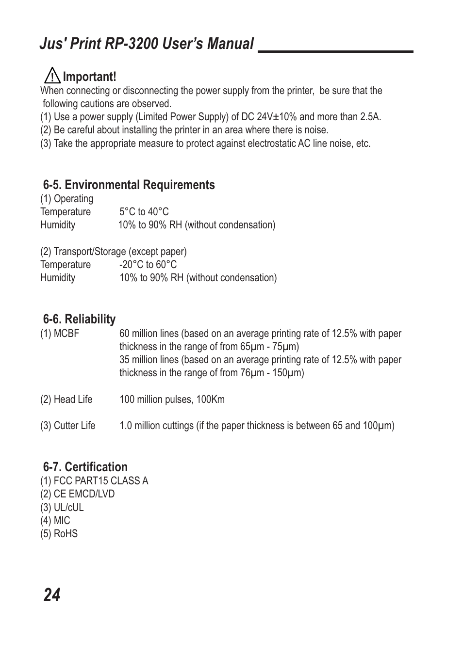 Jus' print rp-3200 user’s manual | TVS electronic RP-3200 User Manual | Page 25 / 28