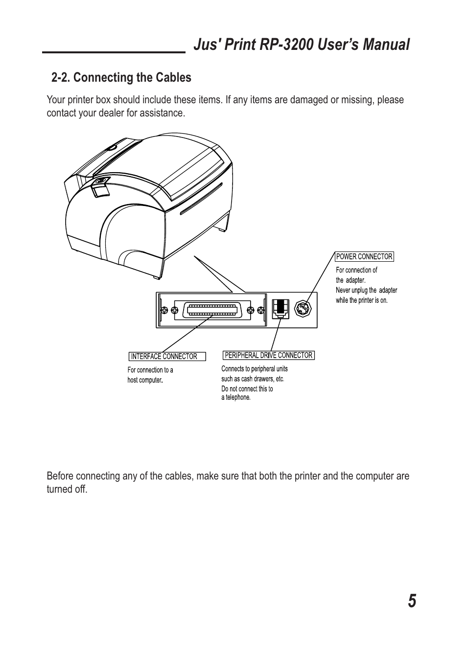 Jus' print rp-3200 user’s manual | TVS electronic RP-3200 User Manual | Page 6 / 28