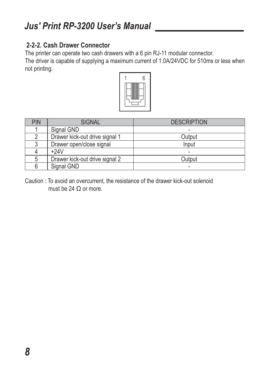 Jus' print rp-3200 user’s manual | TVS electronic RP-3200 User Manual | Page 9 / 28