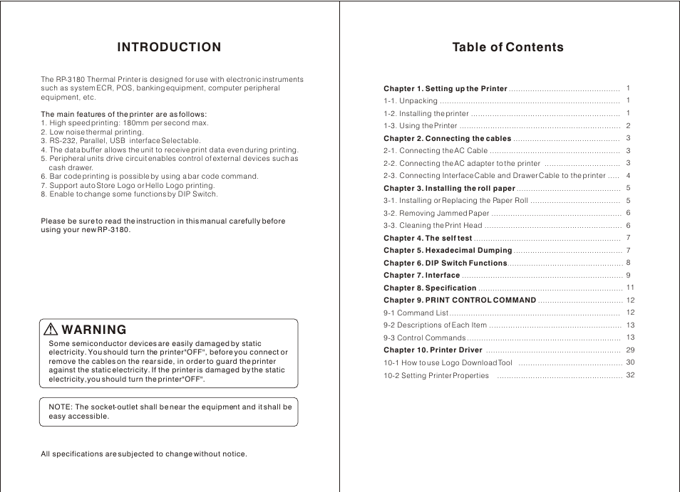 TVS electronic MINI THERMAL RP-3180 User Manual | Page 3 / 19
