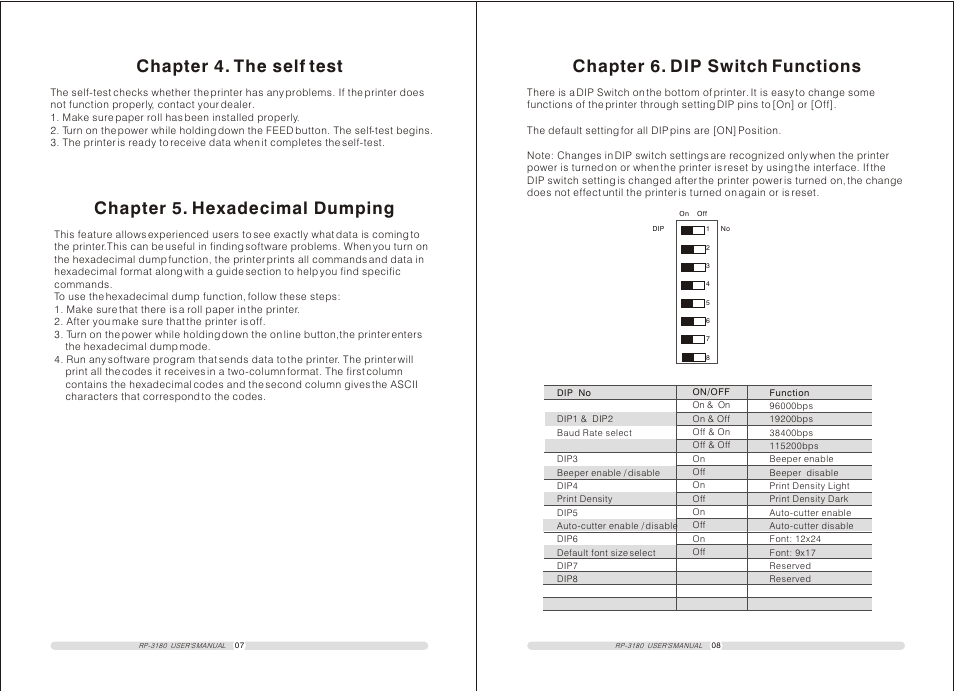 Т³гж 7, Chapter 4. the self test | TVS electronic MINI THERMAL RP-3180 User Manual | Page 7 / 19