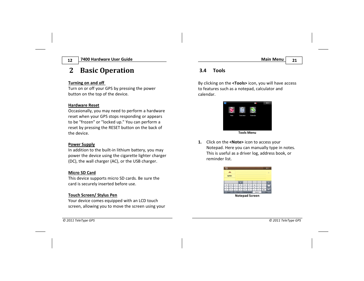 2 basic operation | TeleType Company WORLDNAV 7400 User Manual | Page 12 / 16