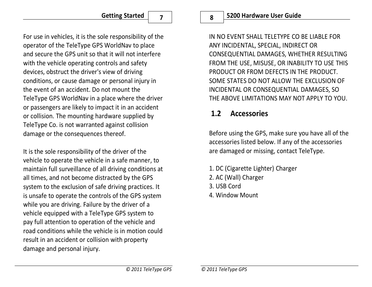 2 accessories | TeleType Company WORLDNAV 5200 User Manual | Page 4 / 15