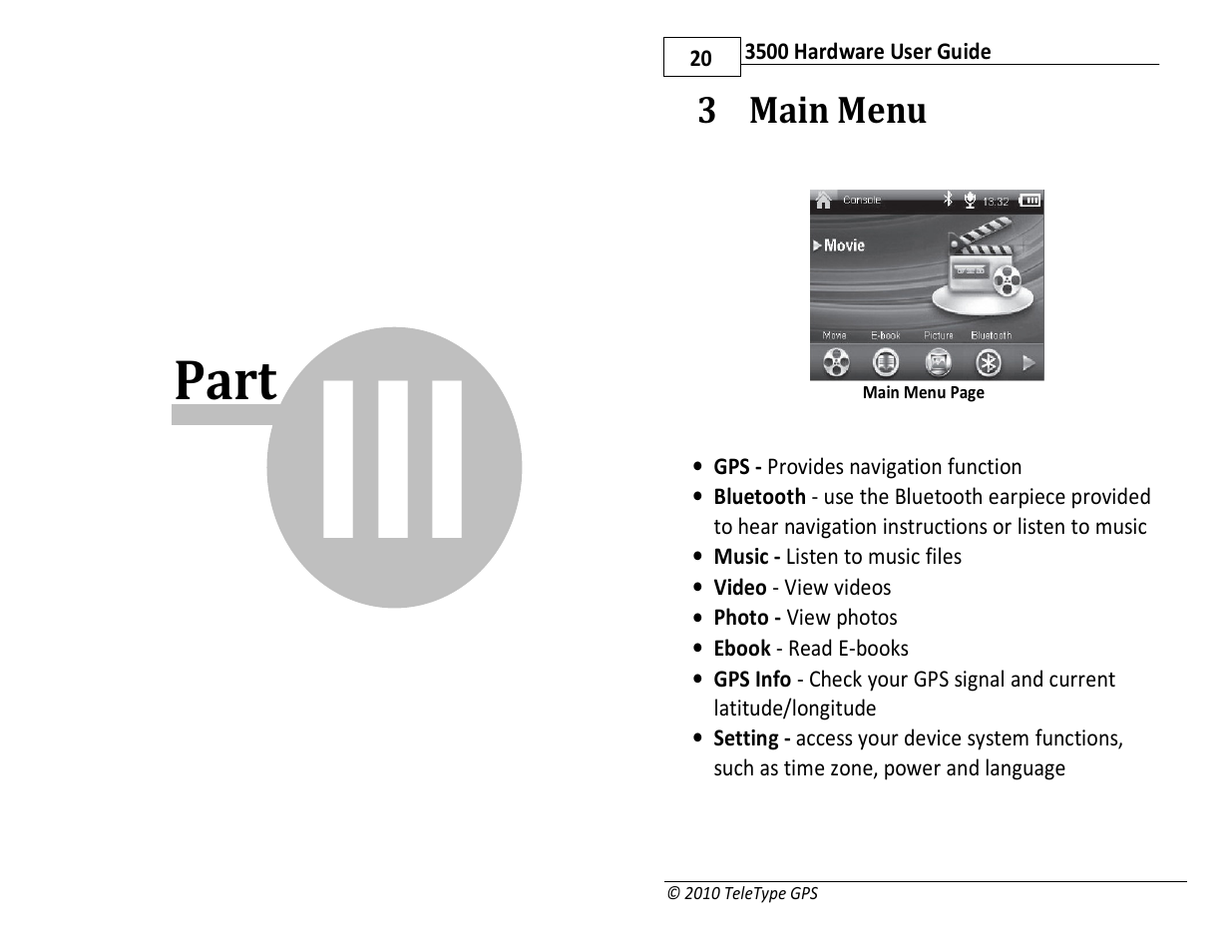 Part | TeleType Company WORLDNAV 3500 User Manual | Page 10 / 16
