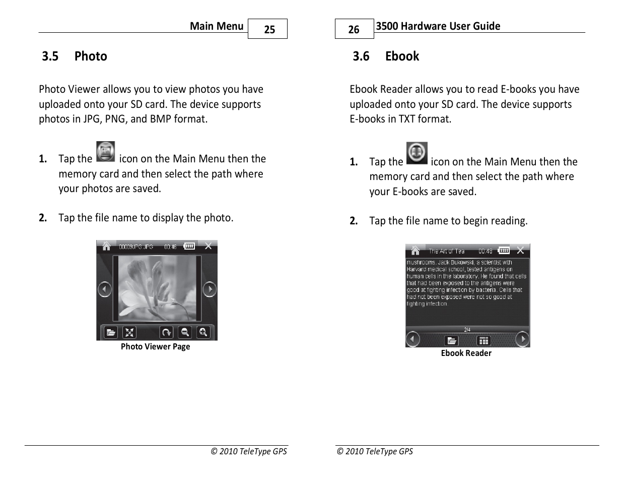 5 photo, 6 ebook | TeleType Company WORLDNAV 3500 User Manual | Page 13 / 16