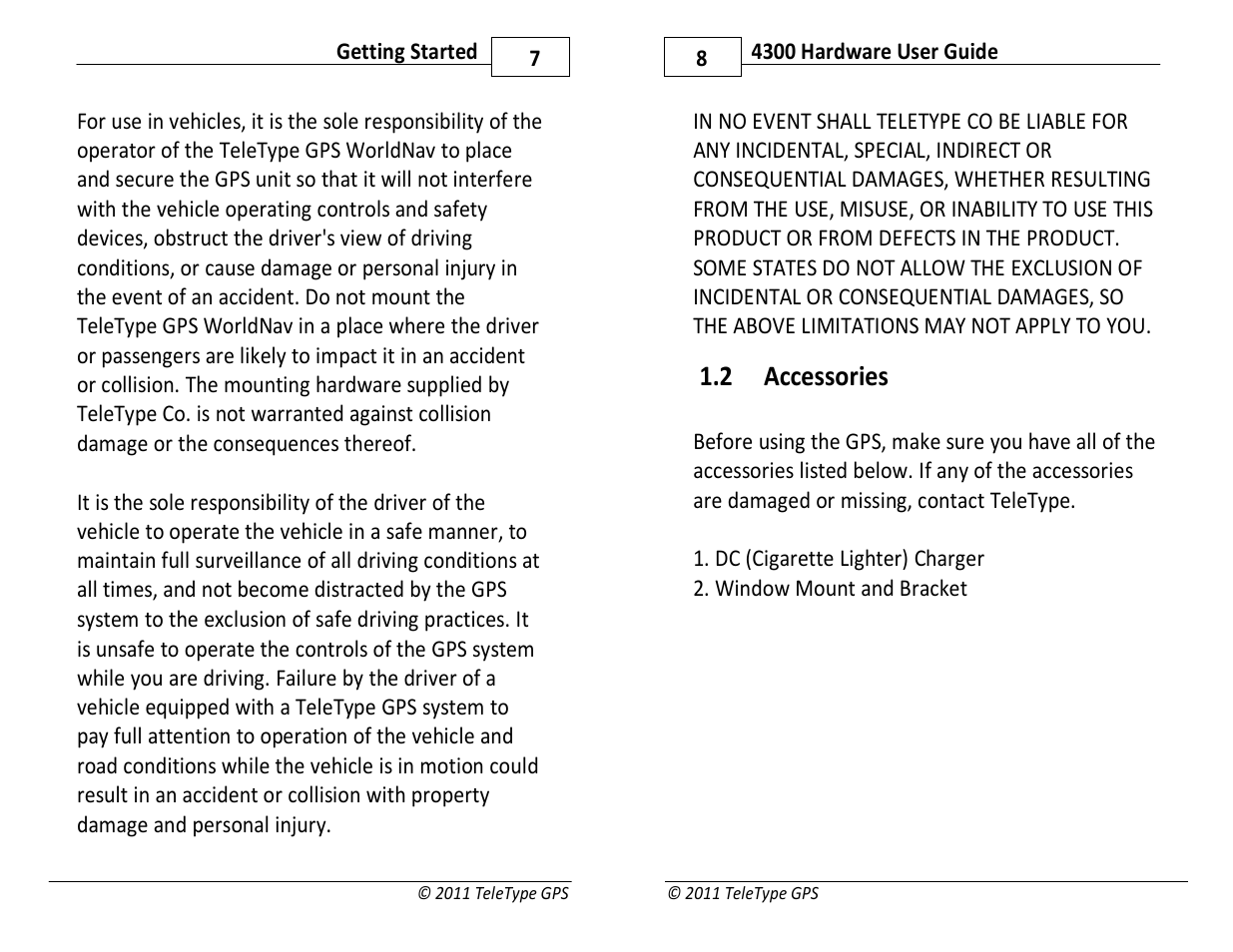 2 accessories | TeleType Company WORLDNAV 4300 User Manual | Page 4 / 14