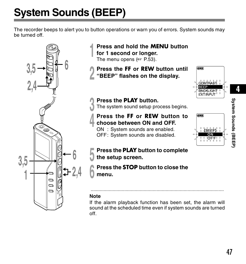 System sounds (beep) | Olympus DS-2200 User Manual | Page 47 / 84