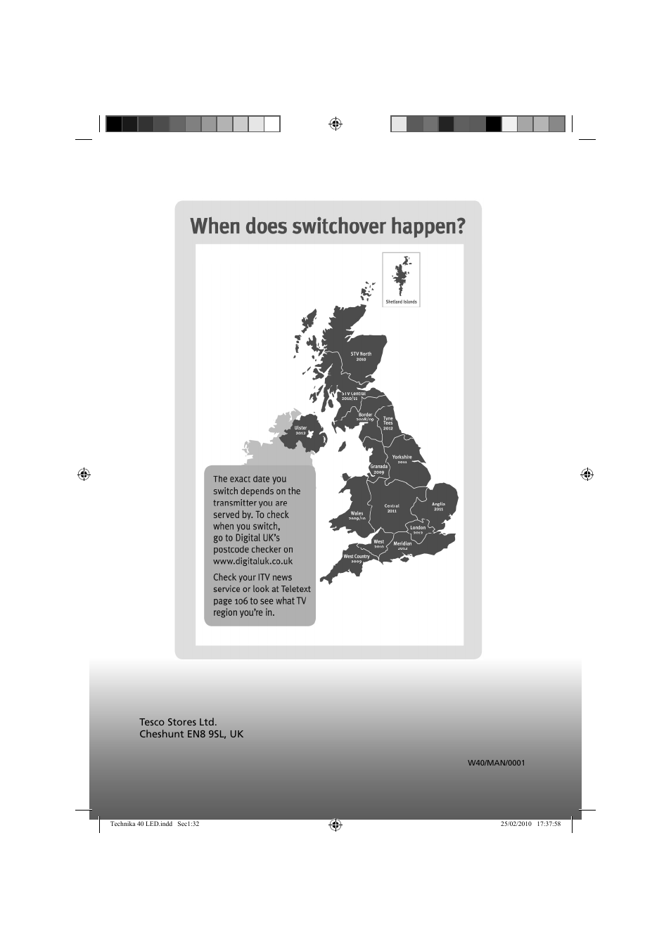 Tesco stores ltd. cheshunt en8 9sl, uk | Technika 40-260 User Manual | Page 32 / 32