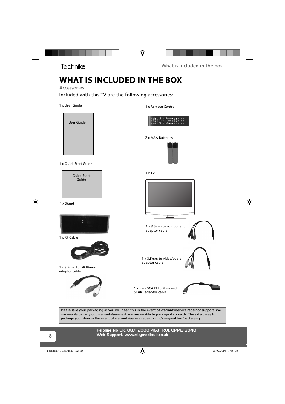 What is included in the box | Technika 40-260 User Manual | Page 8 / 32