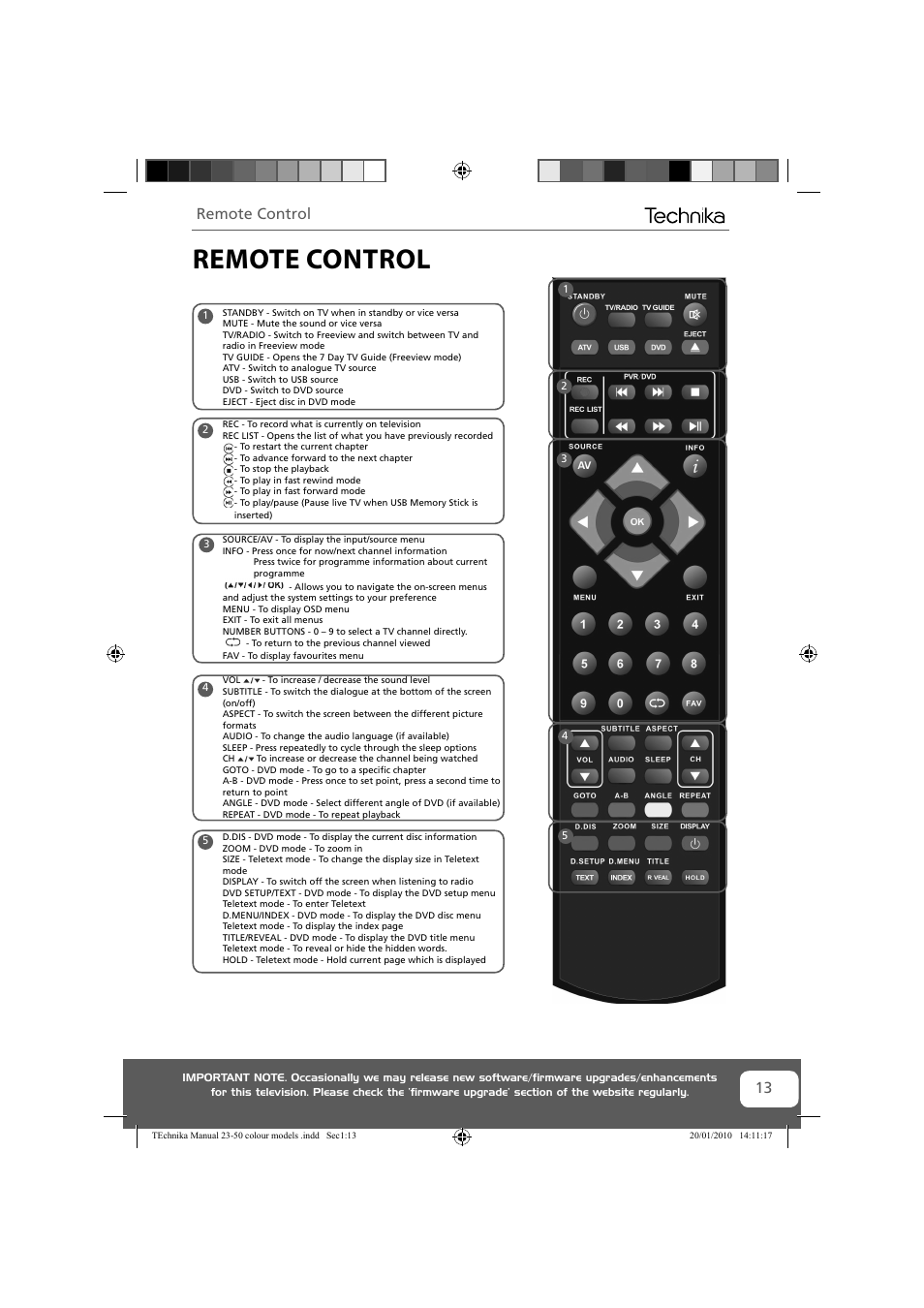 Remote control | Technika 23-231-BB User Manual | Page 13 / 32