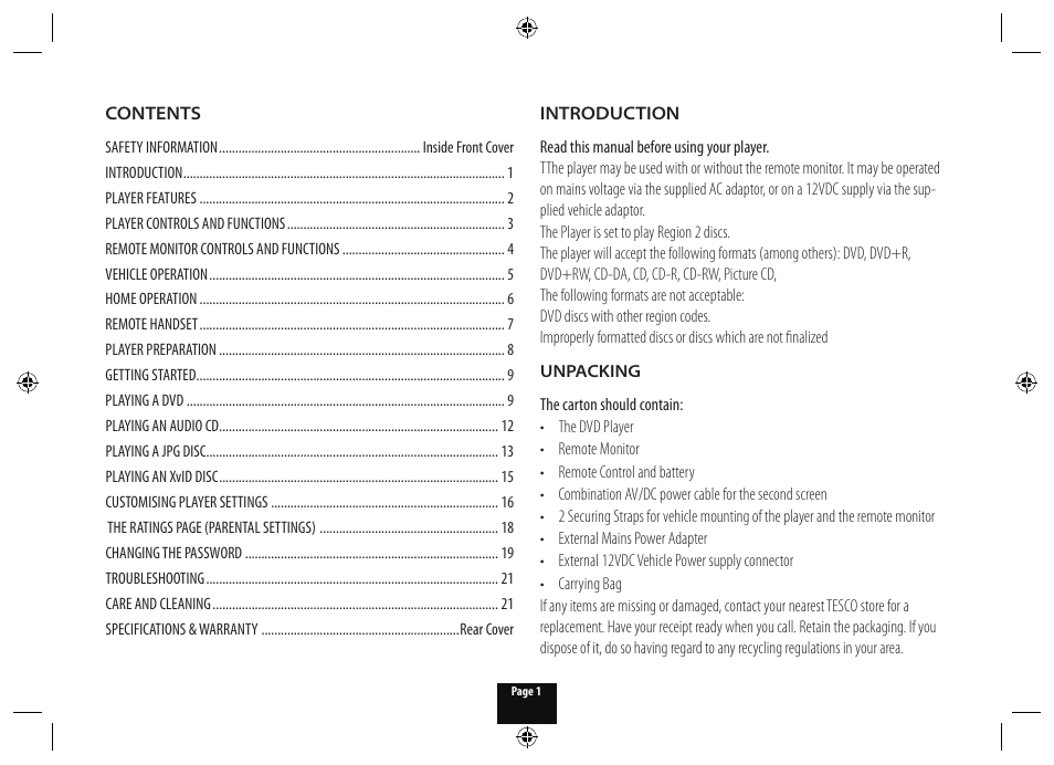 Technika PDVDTWINSS10 User Manual | Page 3 / 24