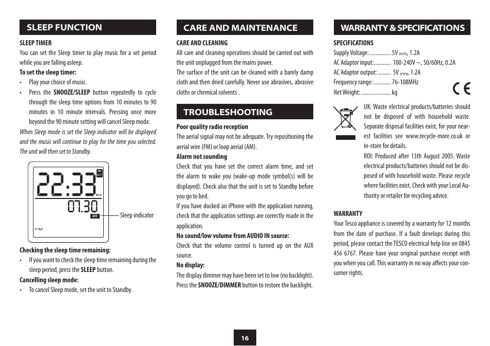 Technika CR-113IPH User Manual | Page 18 / 20