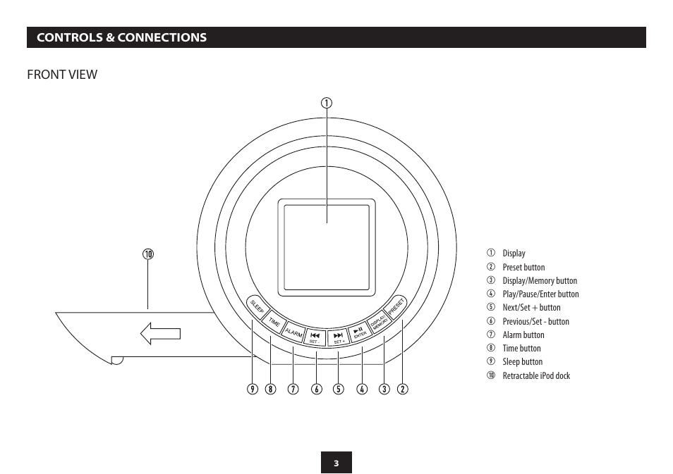 Front view | Technika CR-113IPH User Manual | Page 5 / 20