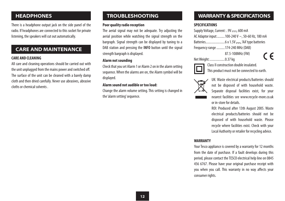 Technika DAB121 User Manual | Page 14 / 16