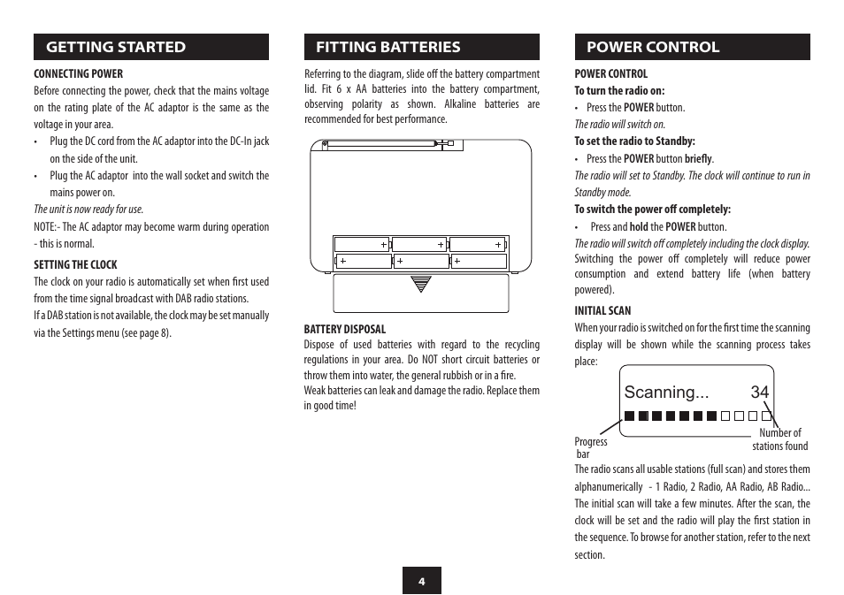 Scanning | Technika DAB121 User Manual | Page 6 / 16