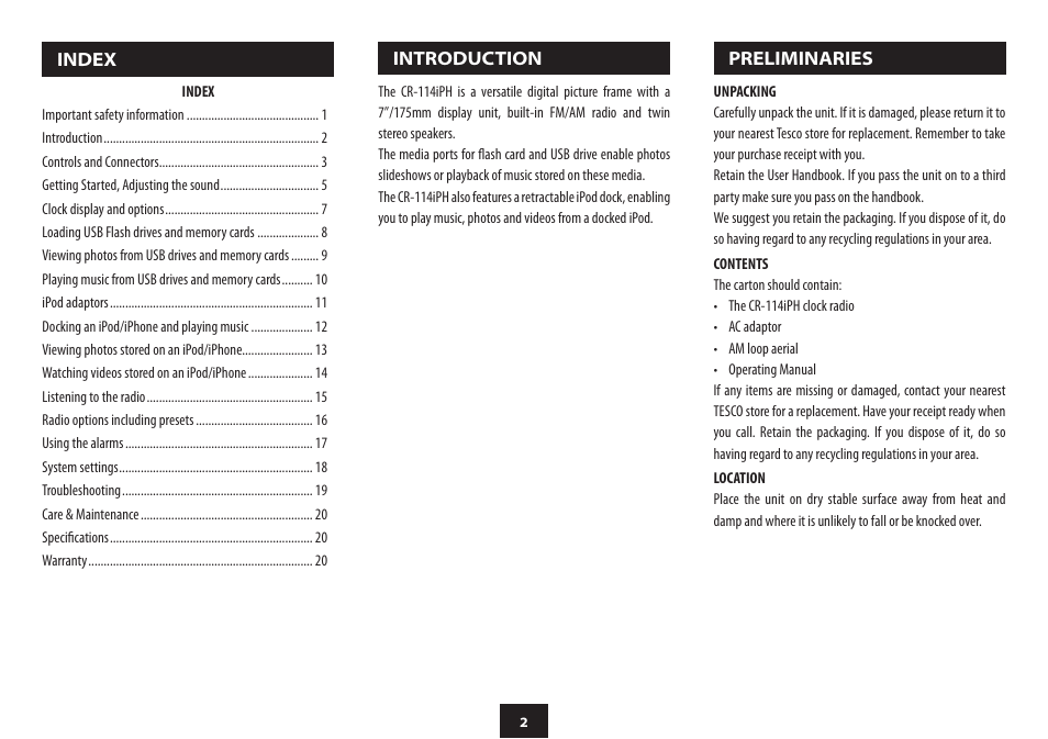 Technika CR-114IPH User Manual | Page 4 / 24