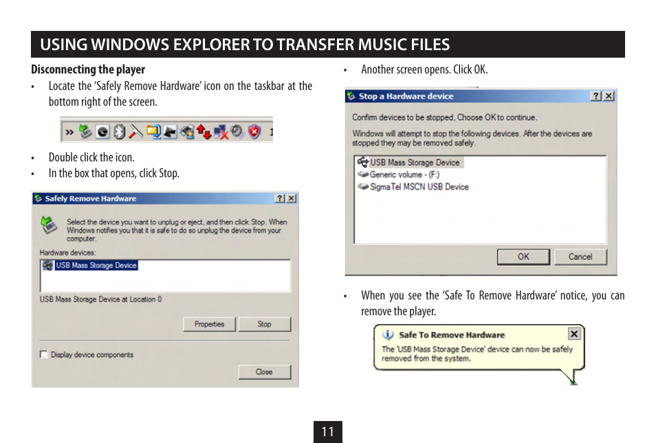 Using windows explorer to transfer music files | Technika MP-329 User Manual | Page 13 / 32