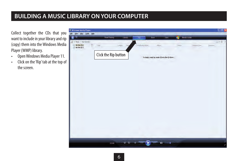 Building a music library on your computer | Technika MP-329 User Manual | Page 8 / 32