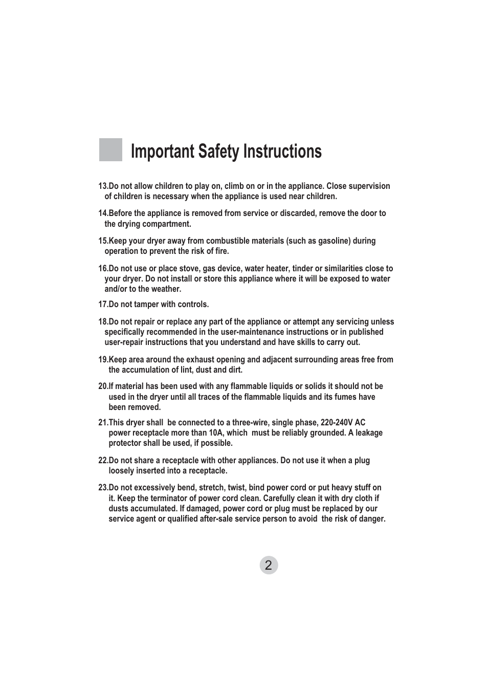 Important safety instructions | Technika T50DM User Manual | Page 3 / 16