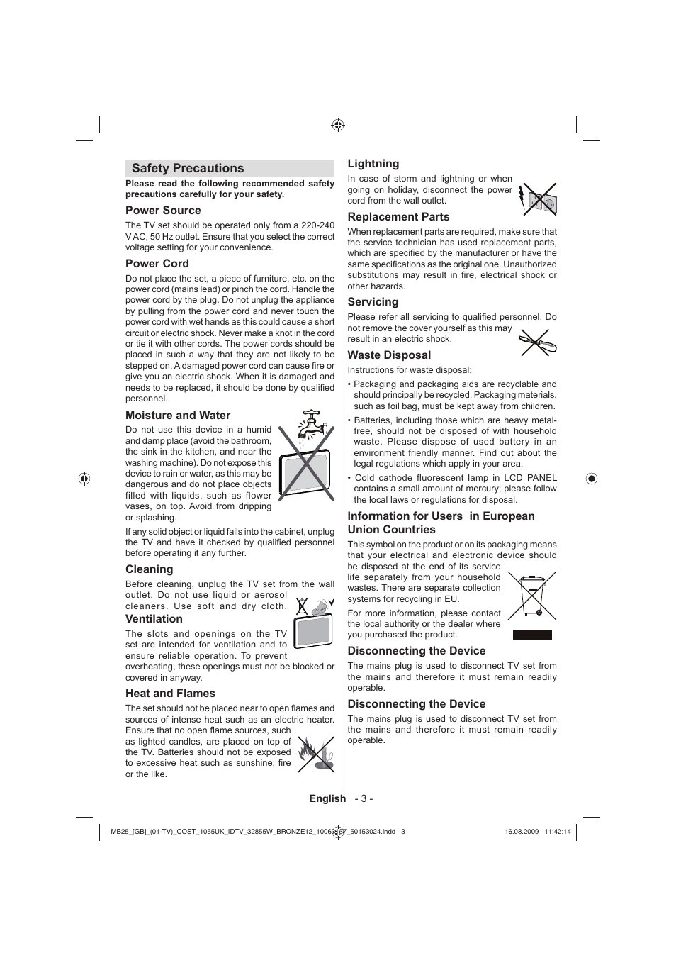 Safety precautions | Technika LCD32-209V User Manual | Page 4 / 30