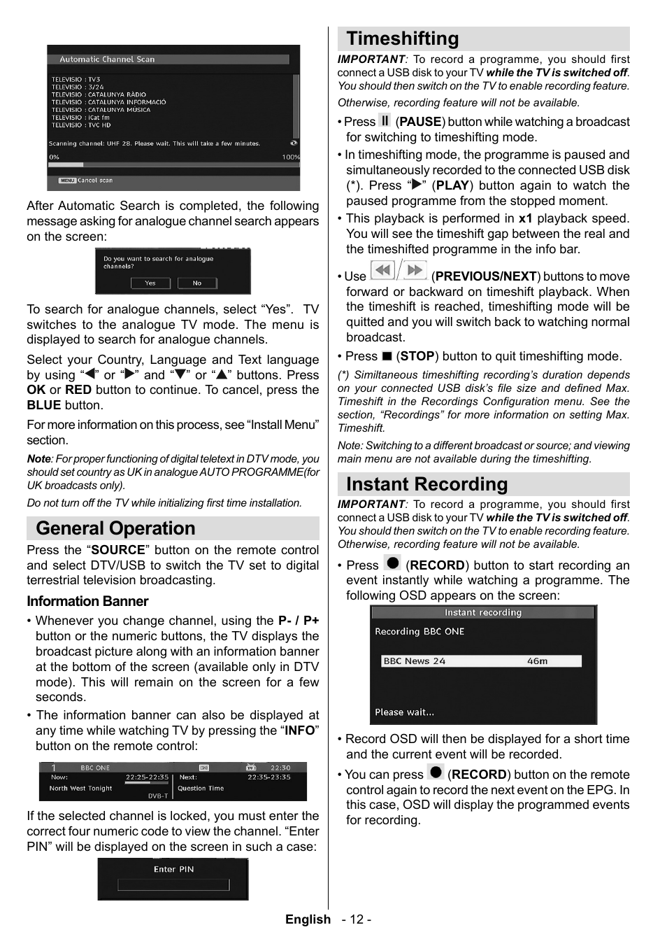 General operation, Timeshifting, Instant recording | Technika LCD19-915 User Manual | Page 13 / 39