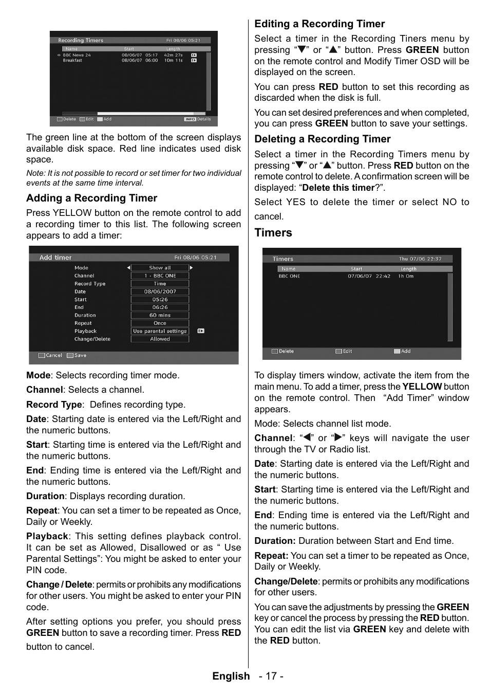 Timers | Technika LCD19-915 User Manual | Page 18 / 39