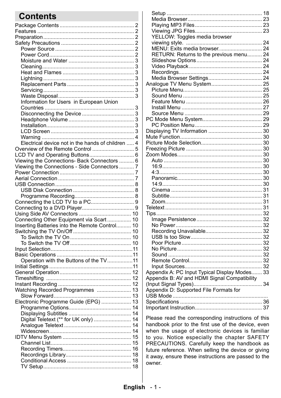 Technika LCD19-915 User Manual | Page 2 / 39