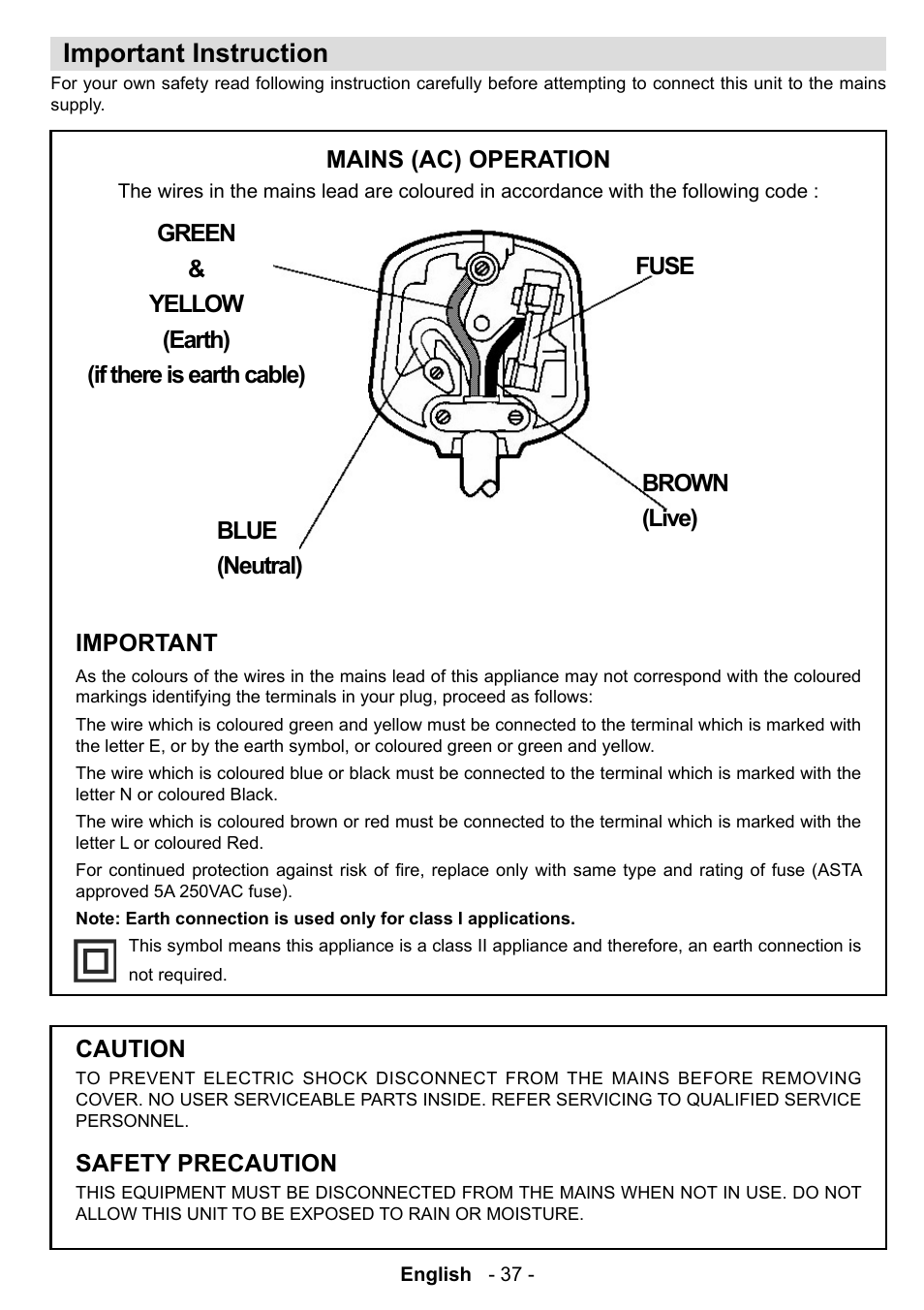 Important instruction | Technika LCD19-915 User Manual | Page 38 / 39