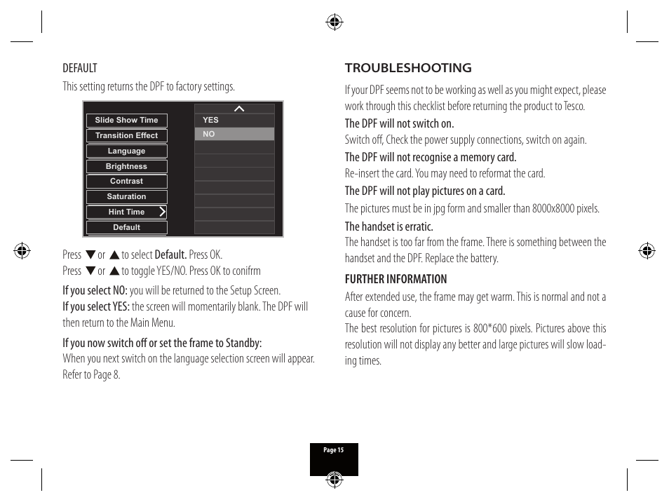 Technika PICTURE FRAME X800 User Manual | Page 15 / 16