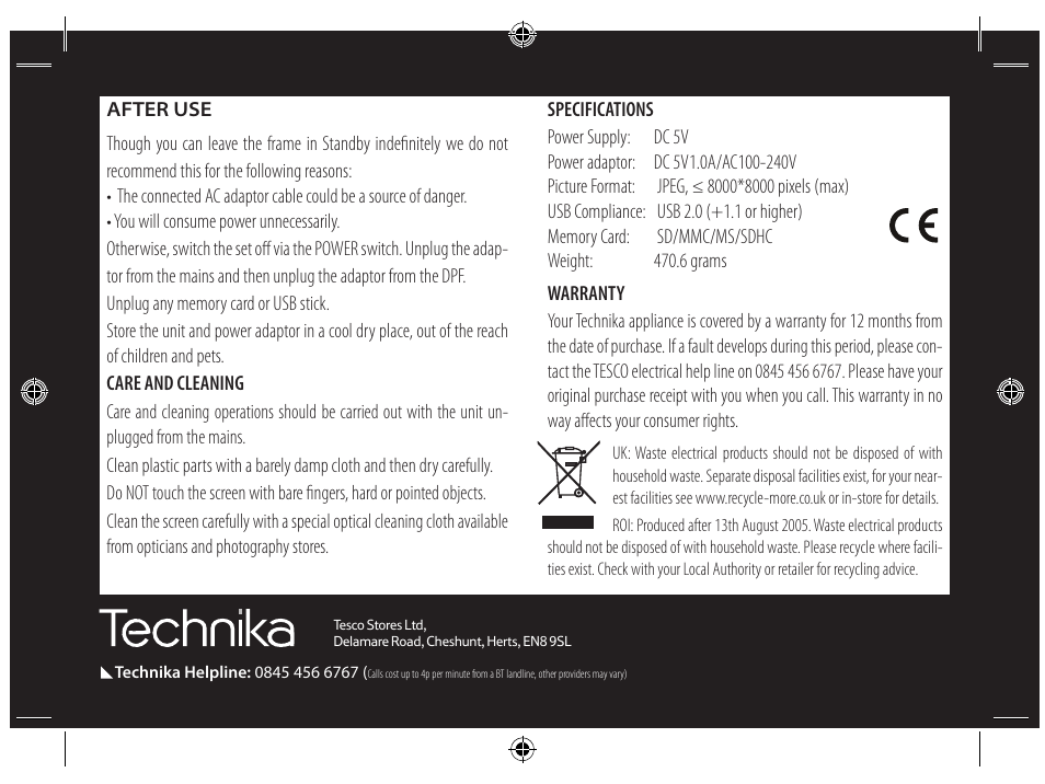 Technika PICTURE FRAME X800 User Manual | Page 16 / 16