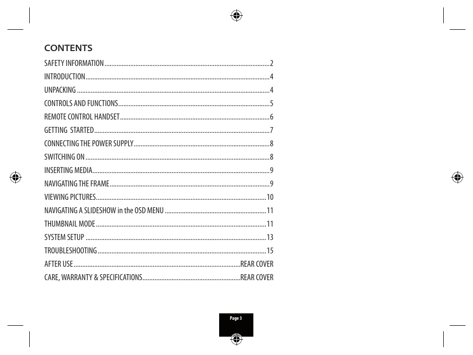 Technika PICTURE FRAME X800 User Manual | Page 3 / 16