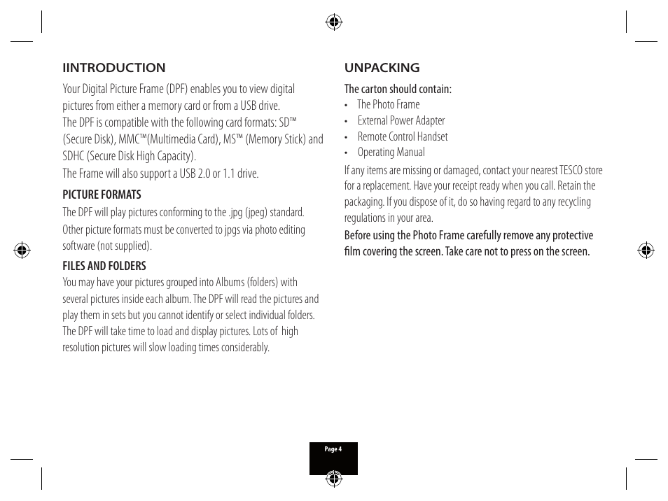 Technika PICTURE FRAME X800 User Manual | Page 4 / 16