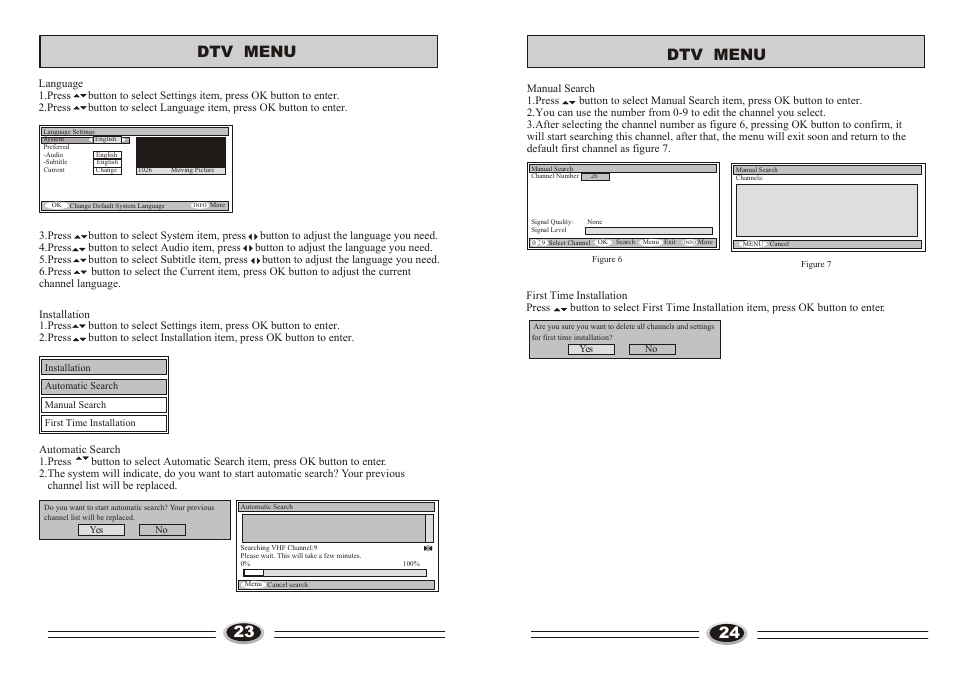 Т³гж 13, 23 dtv menu 24 dtv menu | Technika LCD32-407B User Manual | Page 13 / 17