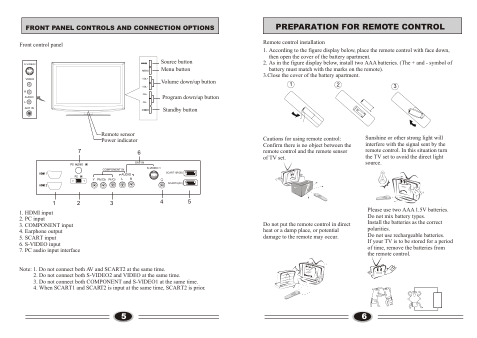 Т³гж 4, 6preparation for remote control | Technika LCD32-407B User Manual | Page 4 / 17