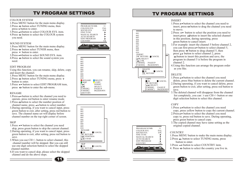 Т³гж 7, Tv program settings | Technika LCD32-407B User Manual | Page 7 / 17