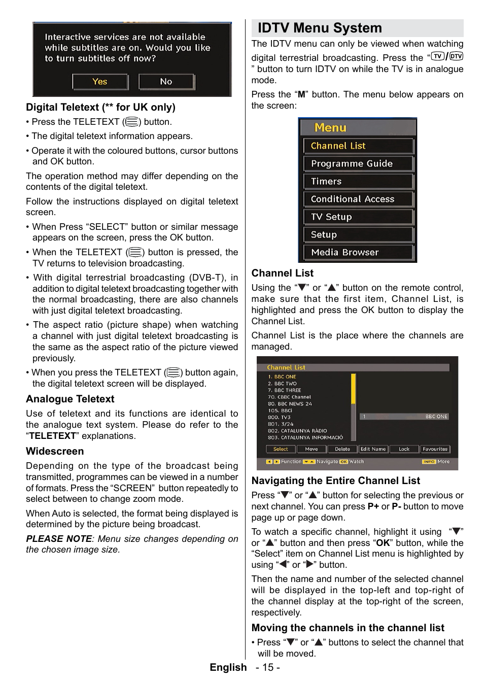 Idtv menu system | Technika 42-2020 User Manual | Page 16 / 38