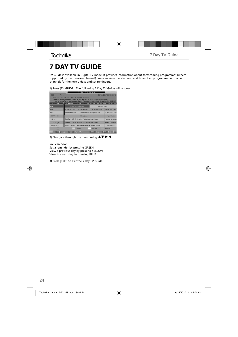 7 day tv guide | Technika 22-228 User Manual | Page 24 / 32