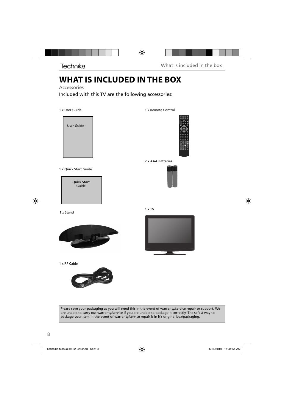 What is included in the box | Technika 22-228 User Manual | Page 8 / 32